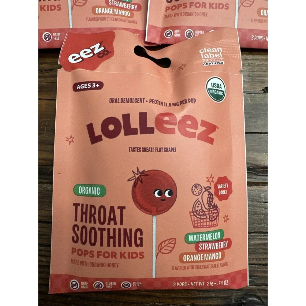 6pk Kids Lolleez Throat Soothing Pops 11.5MG ~ 18 Pops Total ~ Fruits EXP 11/25